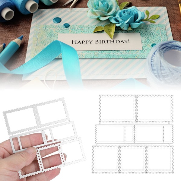 2 stansformar i metall för stansning och prägling av kort, scrapbooking och prägling av papper