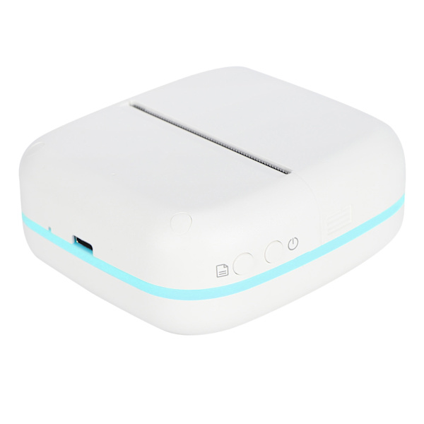 Mini Printer 200DPI Bærbar 8.8x8.5x3.7cm TypeC Termisk Printer med 800mAh Batteri (Blå)