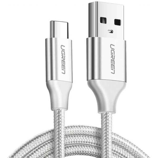 Flät USB Type-C laddnings- och datakabel, vit, 1 meter