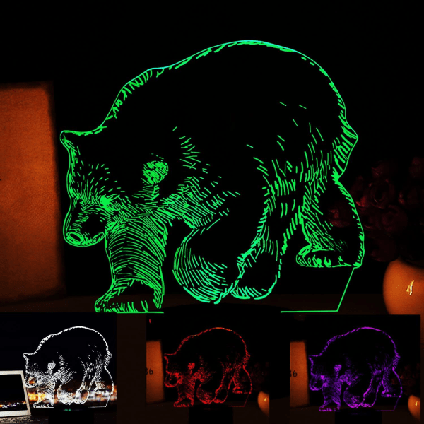 3D Isbjörn Nattljus Bord Skrivbord Optical Illusion Lampor