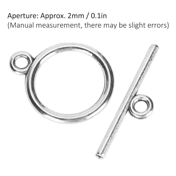 100 set Toggle Spännen Legering 2 mm OT-spänne DIY Smycken Tillbehör för halsband Armband Silver