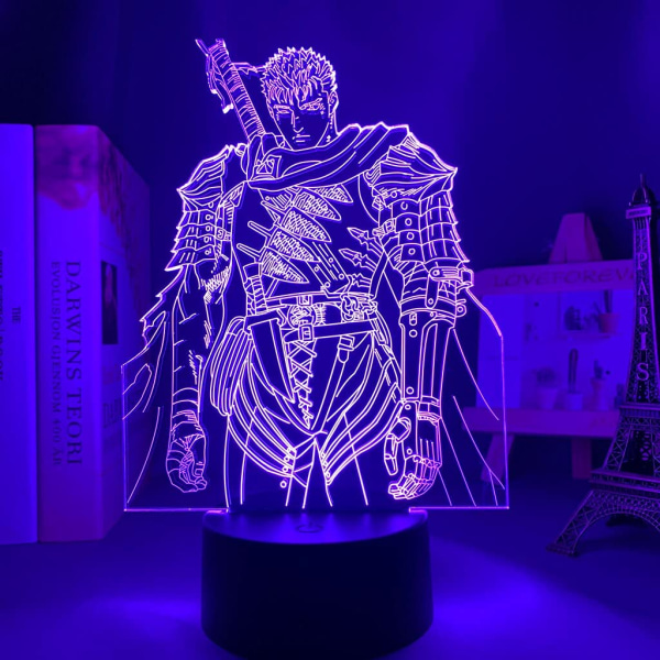 HSYPS-Anime LED-lampa Berserk Guts Figur för Sovrum Dekorativ Nattlampa Födelsedagspresent Barnrum 3D Bordlampa Manga Berserk