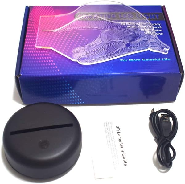 Häst LED 3D Illusion Optisk Nattlampa USB Multi Color La