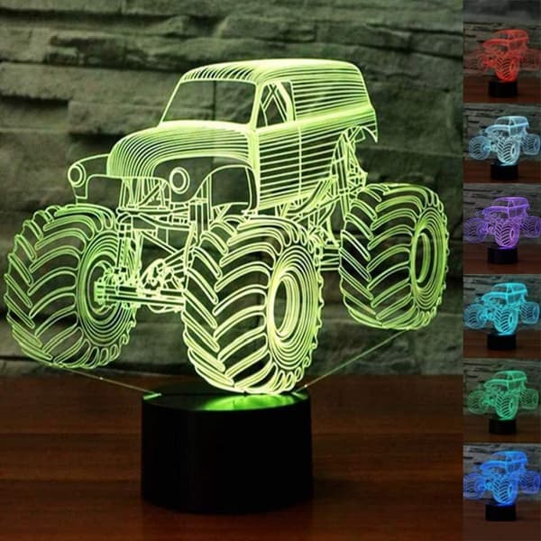 3D Optisk Illusjon Nattlys LED Lampe med 16 Farger