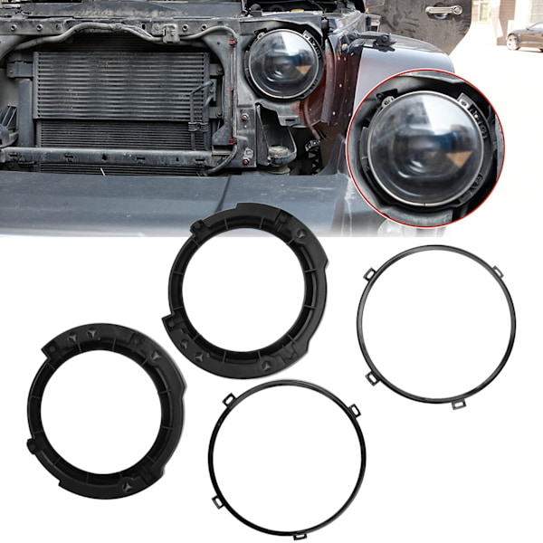 7 tommers rund frontlyktmonteringsfeste, sett med metallring i svart, erstatning for Jeep Wrangler JK 2007 til 2017