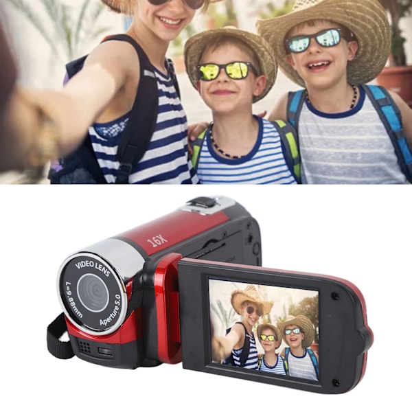 4K 48MP DV-kamera 2,7 tum TFT roterbar skärm 16x digital zoom videokamera med USB-kabel Red