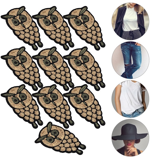 10 kpl Pöllö Kirjailtu Patch Kulta Pieni Eläin Pöllö Vaatteet Applique Merkki Vaatteille Mekko Laukku