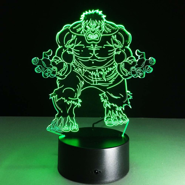 Avengers Alliance Hulk 3D nattlampa Creative LED Night Light