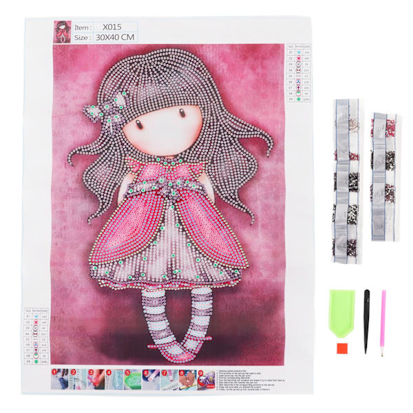 Rhinestone Maleri Kit Lille Pige Mønster Skinnende Udsøgt Enkel Betjening DIY 5D Maleri Kunst 30x40cm