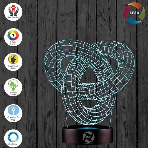 3D Optisk Illusions Natlampe - 7 LED Farveskiftende Lampe