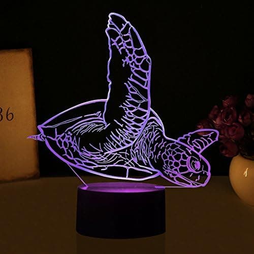 3D Abstrakt Havskildpadde Natlampe USB Touch Switch Dekor Ta
