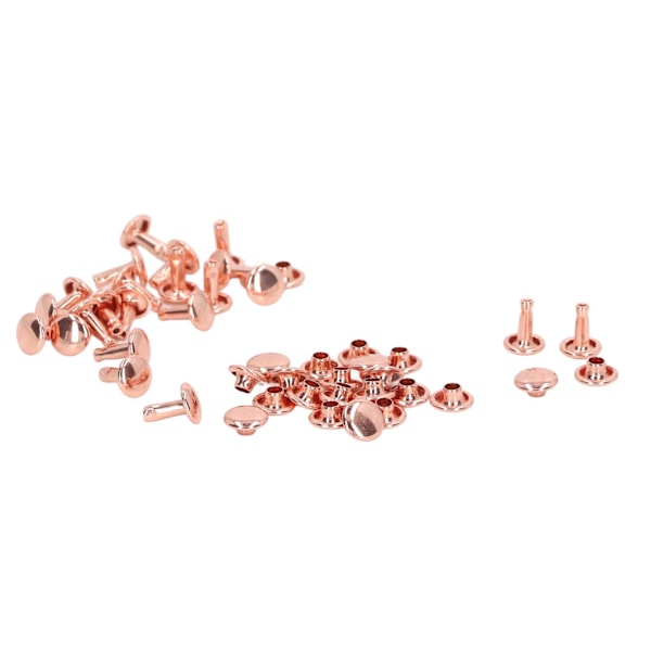 100 set dubbelsidiga nitar 7x8mm järnläder nitar DIY runda nitar för kläder väskor skobox roséguld