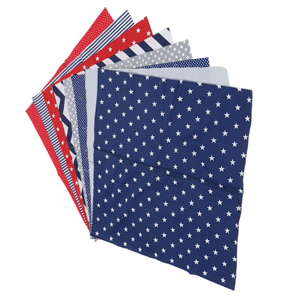 8 st Quiltingtyg Mjuk Andningsbar Hudvänlig Bomullssömnadstyg för DIY Hantverk Kläder 50x50cm Blå Röd