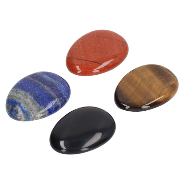 4 stk. Tommelfinger bekymringsten til stressaflastning, meditation, lille bærbar oval cabochon sten til hjemmet, kontoret og udendørs
