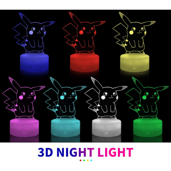 3D Illusionsnattlampa, 7 Färger Gradvist Bytande Touch-brytare USB Bordlampa för Semestergåvor eller Heminredning, Akryl