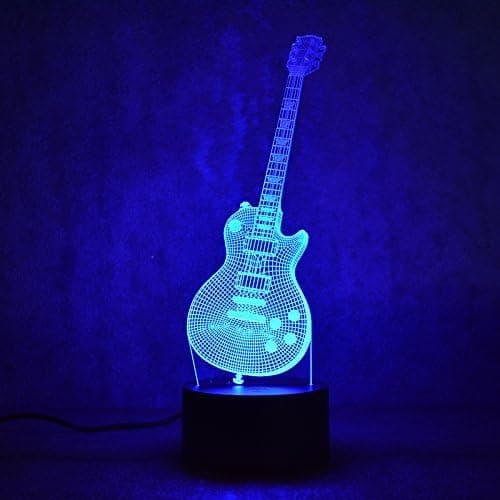 3D Musik Elektrisk Basgitarr Nattljuslampa USB Touch Swi