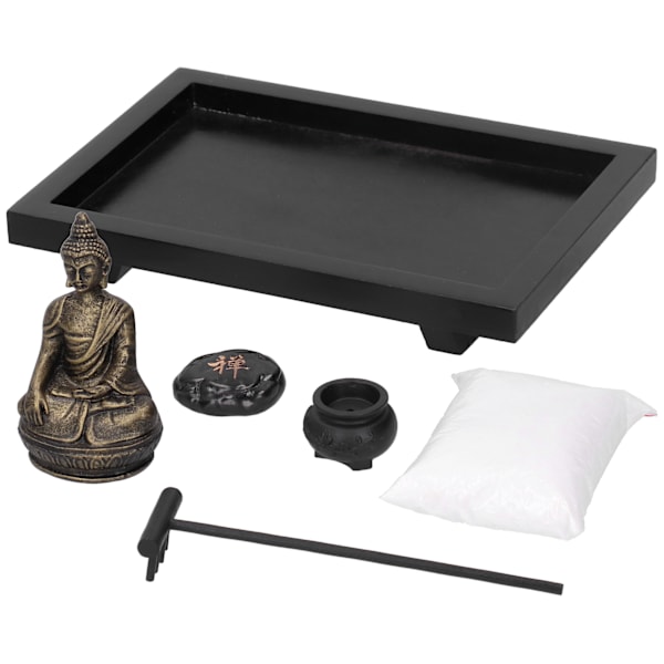 Zen Have Sand Sten Incensepinde Buddha Statue Hjem Desktop Dekoration Ornamenter