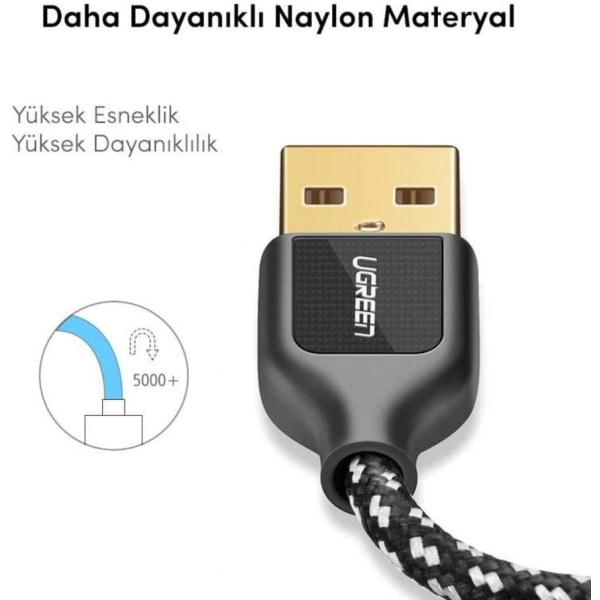 Flätad USB Type-C laddnings- och datakabel, 25 CM