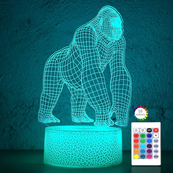 Gorilla 3D Illusjon Nattlys - i-CHONY 16 Farger Endring
