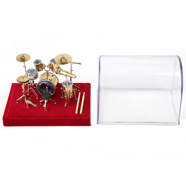 Miniatyr musikkinstrument trommesett modell display mini ornamenter håndverk hjem dekor 18cm