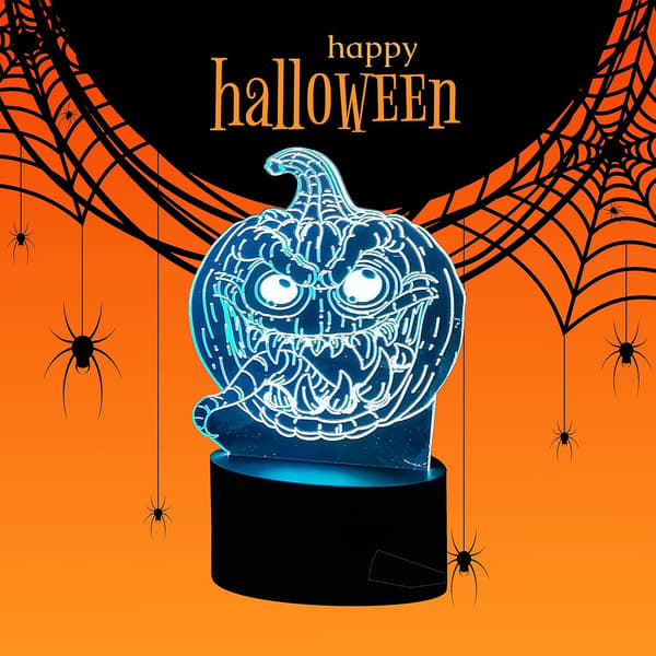 Halloween Dekoration Græskar 3D Illusion Lampe LED Natlampe