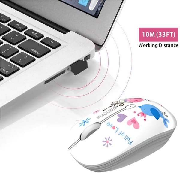 Trådløs mus Søt Stille Datamus med USB-mottaker