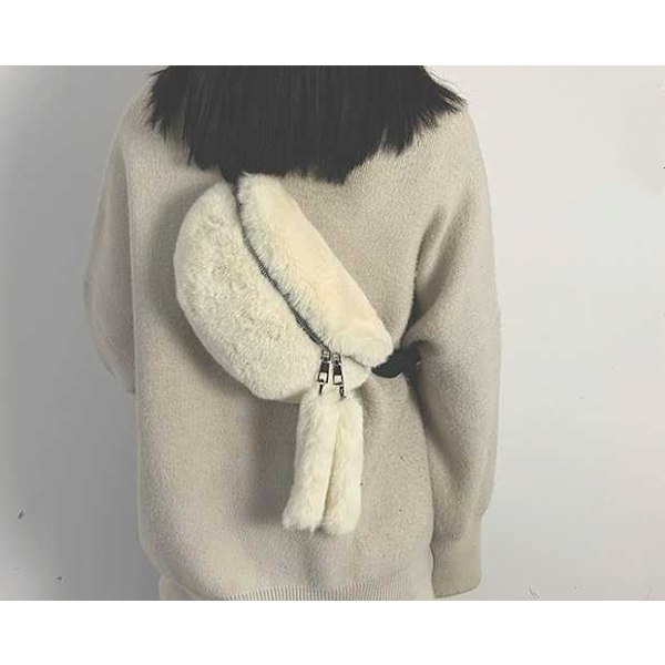 Ny trendig midjeväska i päls - Damväska - Söt axelväska i päls - Beige Beige
