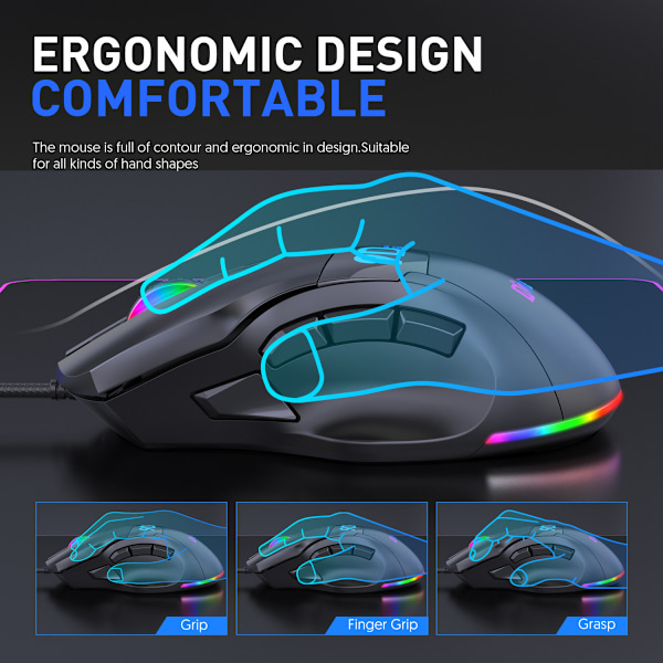Full Speed Multi Button Gaming Mouse Wired 9 Button Ergonomi
