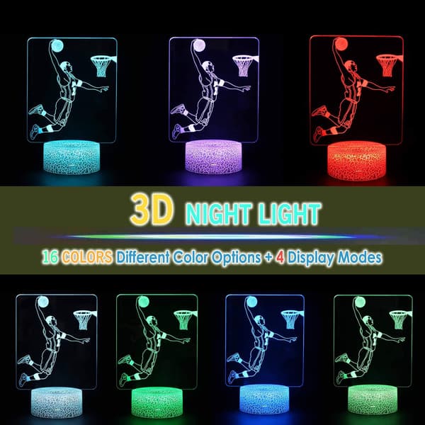 Basketballspiller 3D Illusjon LED Skrivebordslampe Nattlys med