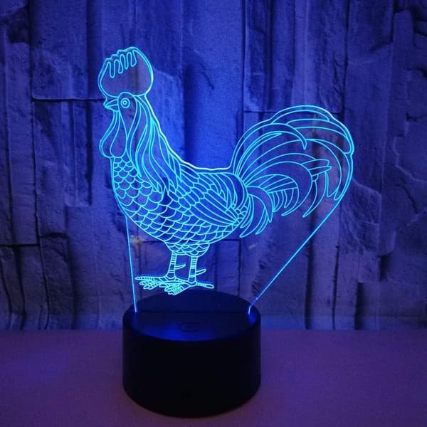 Optisk illusjon 3D Hane Nattlys USB-drevet Fjernkontroll