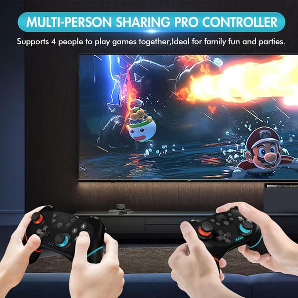 Kontroller for Switch, Trådløs Pro-kontroller for Switch/Switch Lite, Switch Fjernkontroll Gamepad Joystick, Turbo og Dobbel Vibrasjon Black