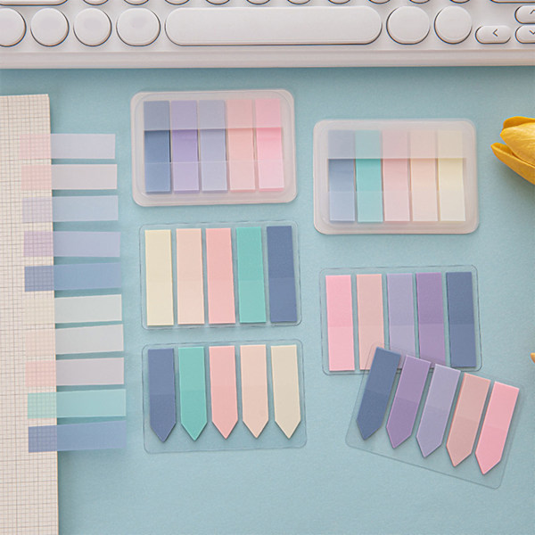 100 ark Page Makers 5 farver Hurtig mærkning Fast klæbning Træk ud indeks Sticky Notes til kontor og skolebrug Varm farve
