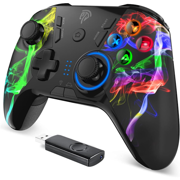 Trådløs PC-kontroller, Dual-Vibration Joystick Gamepad Datamaskin Spillkontroller for PC Windows 7/8/10/11/12, Steam, PS3, Switch og Android- Svart Colorful black