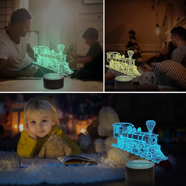 Tog Natlampe, Ammonite Damptog 3D Illusionslampe til
