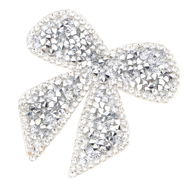 Smukke Rhinestones Sløjfe Krystal Kæde Trim Tøj Broderi Mærkat Patches (Sølv)