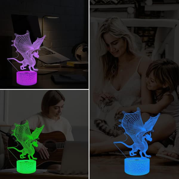 Drage 3D Natlampe, Dragelegetøj til Drenge Drage Natlampe