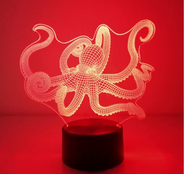 Optisk illusion 3D bläckfisk nattlampa 16 färger byter USB