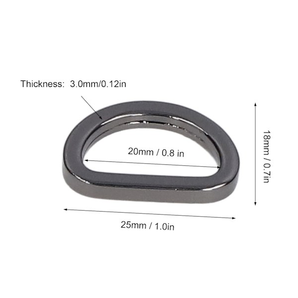 10 stk D-ringer - Pålitelige, holdbare, blanke, komfortable, små, kompakte, dekorative veskespenner for DIY-håndverk Gray