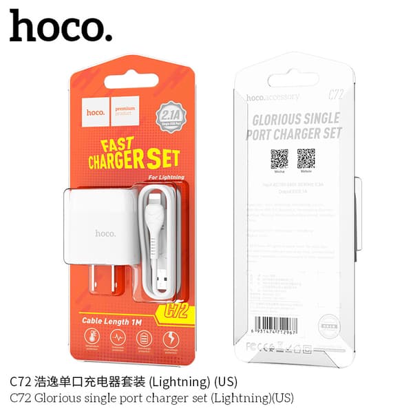 Hoco C72 Haoyi enkeltport oplader egnet til Apple univer