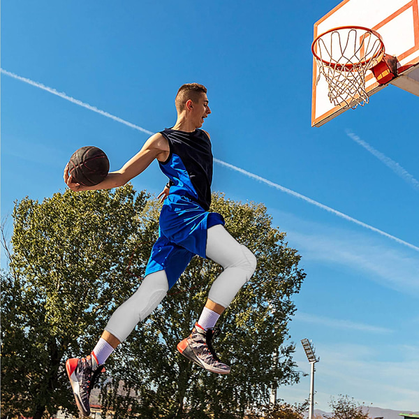 1 Par Knäskydd Långa Kompressionsbenärmar Stöd för Basketboll Volleyboll Fotboll och Alla Kontaktsporter (Svart L)
