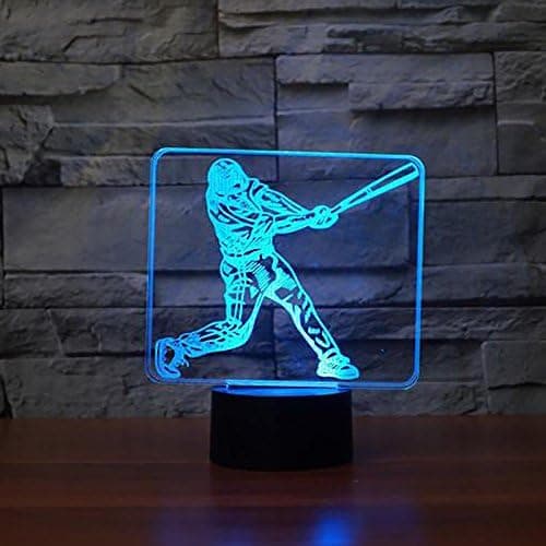 3D Baseballspiller Natlampe Touch Switch Dekor Bordlampe