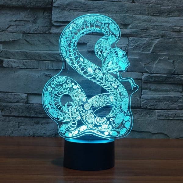 3D orm nattlampa illusion lampa 7 färger ändra LED touch