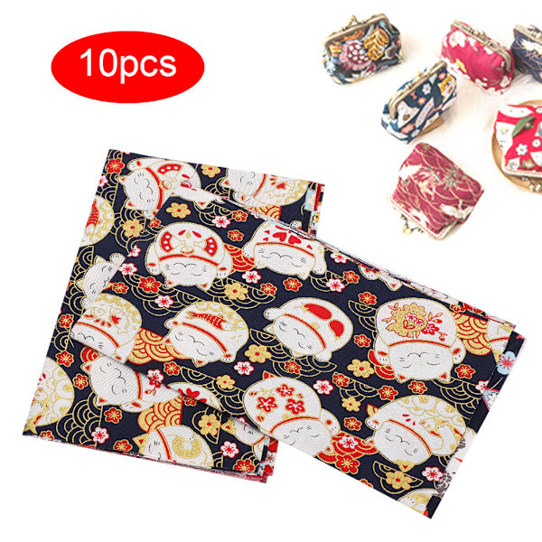 10 st Japansk stil bomullstyg Guld stämpling Söta mönster Quiltningstyg för DIY Handmades 25x20cm