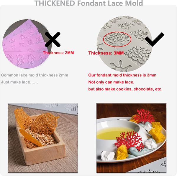 5 stk. Bladsilikonformer 3D Korallgren Blader Blondeunderlag Kake