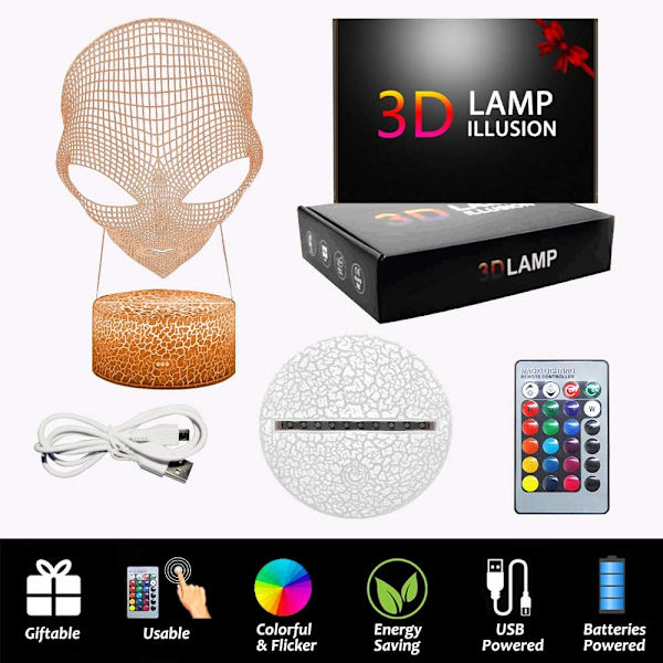 3D Planet Saturn Nattlamper Stjerne Optisk Illusjon Lamper Re