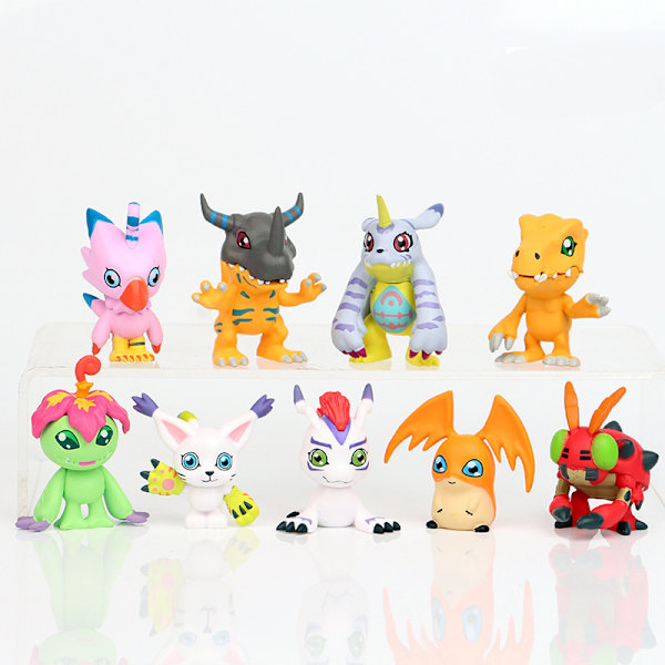 Hullut 9 kpl Digimon Adventure Agumon Gabumon Mini PVC -hahmot, Digimon lelut, 1.7 - 1.9 tuumaa