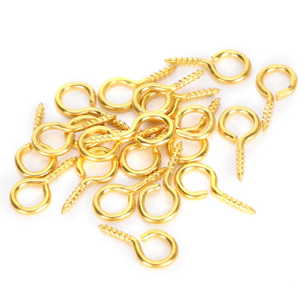 200 stk. Perleskrueøye Pin Pendant Connector Skrue Spike DIY Making Smykketilbehør Gull