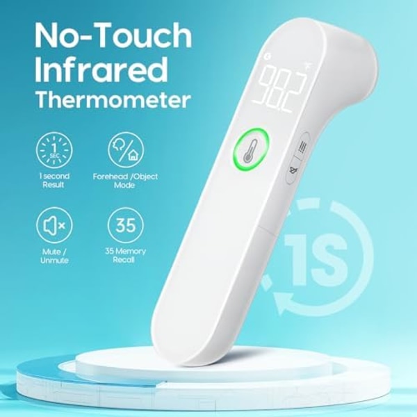 Termometer för vuxna och barn, snabb och exakt babytermometer, FSA HSA-godkänd, feberlarm & tyst läge, viktiga babysaker