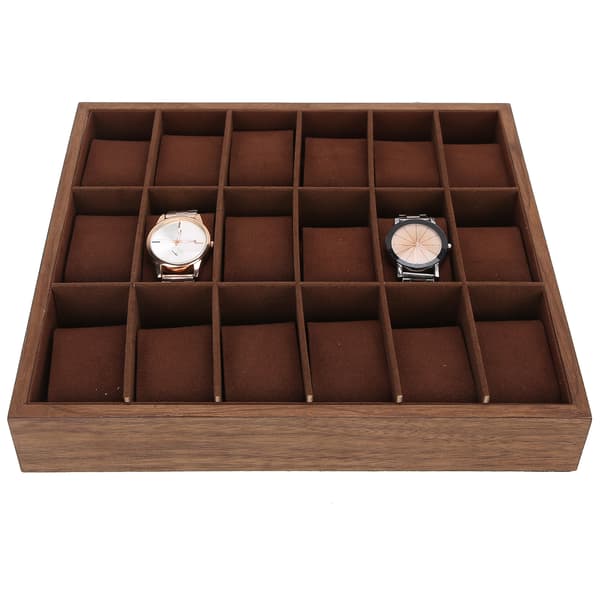 Urkasse i træ med 18 rum Multiposition Display Collection Case med blød pude
