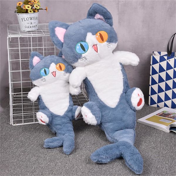 Lång katt plyschleksak söt plysch kramdjur plysch kudde haj katt gosedjur för flickor och pojkar blå 19,7\" Blue